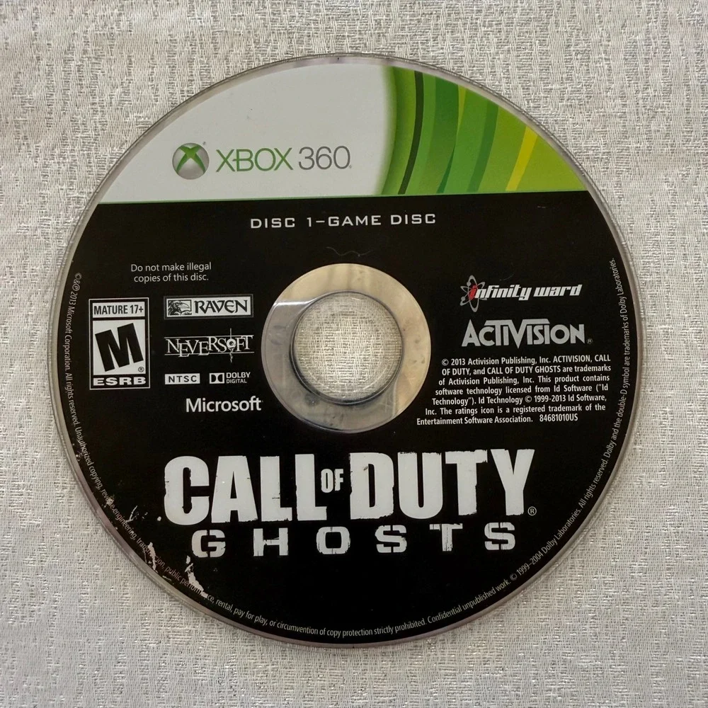 Call of Duty Ghosts Xbox 360 Disc 1 Game Disc Only Activision Untested
